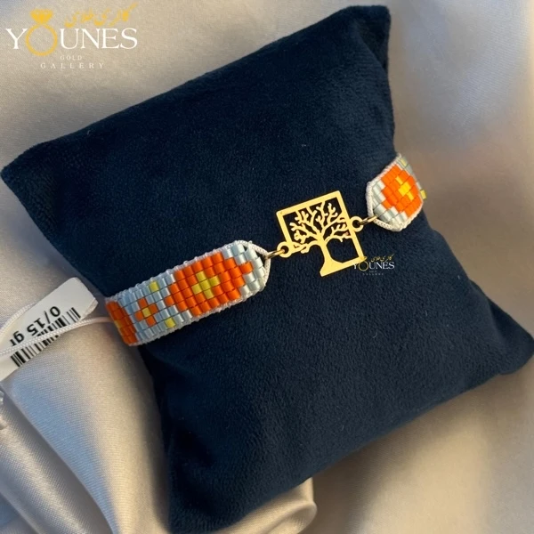 دستبند میوکی درخت زندگی مربعی طلا